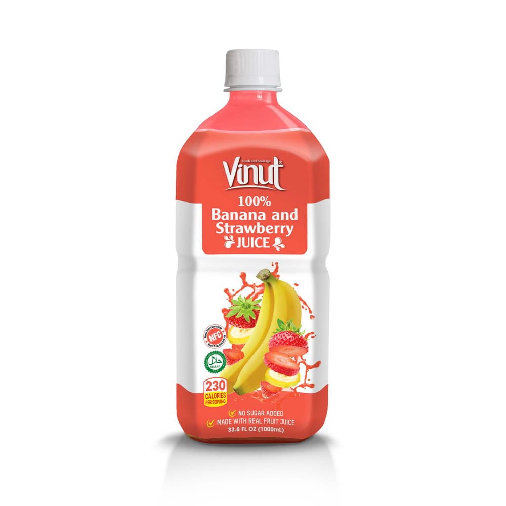 VINUT 100% کیلې او سټرابیري جوس، NFC، بوره نه ده اضافه شوې، PET بوتل، 33.8 fl oz 1000 mL