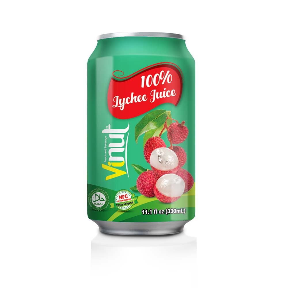 VINUT 100% Lychee Juice, 11.1 fl oz (330 mL) Can
