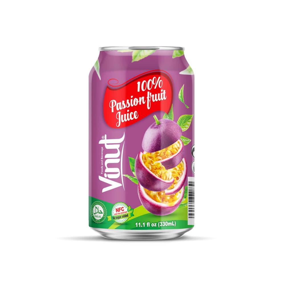 Vinut 100% Passion fruit Juice, NFC, No sugar added, Can, 11.1 fl oz 330 mL