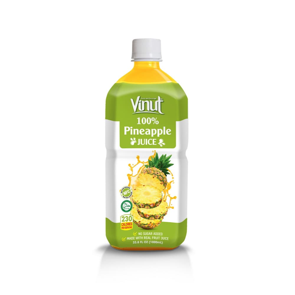 VINUT 100% د اناناس جوس، بوره نه ده اضافه شوې، 33.8 fl oz (1,000 mL) PET بوتل