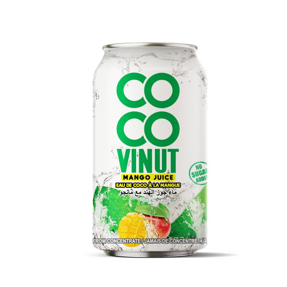 VINUT د امبو او ناريلو اوبه، د امبو جوس، بوره نه ده اضافه شوې، په کین کې، (330 mL)