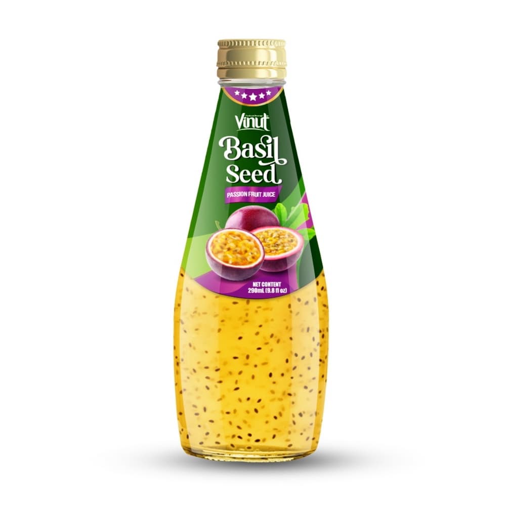 VINUT د پاشن فروټ بیسل تخم جوس، شیشې بوتل، 9.8 fl oz (290 mL)