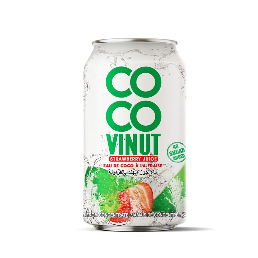 VINUT سټرابیري ناريل اوبه، سټرابیري جوس، بې بوره، کين، (۳۳۰ ملي ليتره)